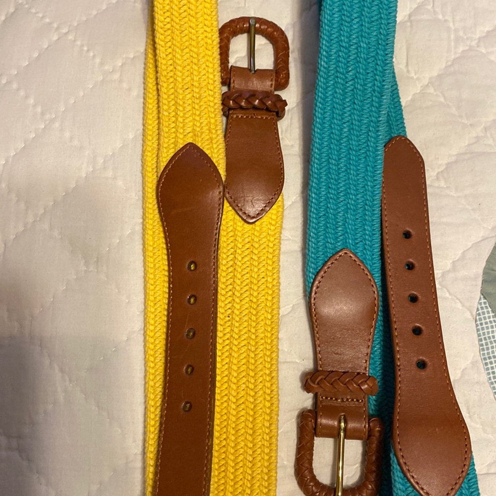 Two Land’s End Belts Leather Buckles & ends. Both show size 34.